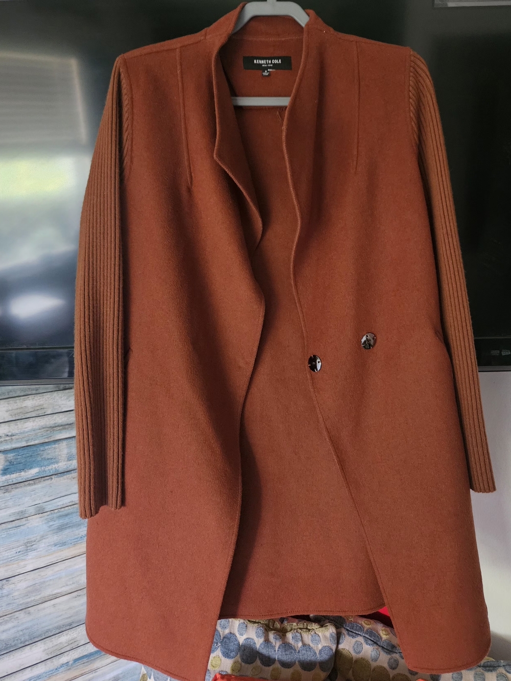 Kenneth Cole Women's Rust Orange Long Coat